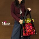 Miyabags DE-06 "Blooming" Handmade Enthic Embroidery Canvas Shoulder Bag Tote Bookbag