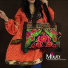 Miyabags DE-07 "Green" Ethnic Vintage Style Embroidered Shoulder Bag Tote Bookbag