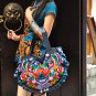 Guduo 2011 - 06 " Lotus Blue" Ethnic Stylish Embroidery Denim Messenger Shoulder Tote Bag