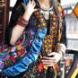 Guduo 2011 - 06 " Lotus Blue" Ethnic Stylish Embroidery Denim Messenger Shoulder Tote Bag