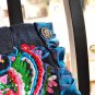 Guduo 2011 - 06 " Lotus Blue" Ethnic Stylish Embroidery Denim Messenger Shoulder Tote Bag