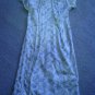 Vintage Dress  fitted biege with gold and copper leafs sz 5