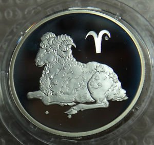 RUSSIA 2 RUBLE 2003 SILVER PROOF ARIES IN CAPSULE RARE COIN