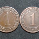GERMANY 1 REICHSPFENNIG 4 COINS 1928 A - G  WEIMAR RARE LOT XF
