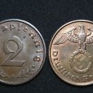 GERMANY 2 PFENNIG COIN 1938 A FROM NAZI THIRD REICH TIME RRARE