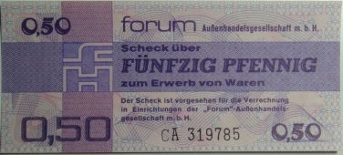 GERMANY 0.5 MARK DDR FORUM CHECK BANKNOTE 1979  UNC CONDITION XRARE NR
