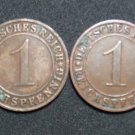 GERMANY 1 REICHSPFENNIG 4 COINS 1927 A - G  WEIMAR RARE LOT XF