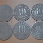 GERMANY SIX COINS LOT OF 10 PFENNIG 1917-1922 RARE VF-XF NO RESERVE