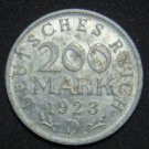 GERMANY 200 MARK ALU COIN 1923 D WEIMAR TIME RARE COIN XF