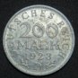 GERMANY 200 MARK ALU COIN 1923 D WEIMAR TIME RARE COIN XF