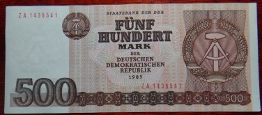 GERMANY 500 MARK DDR  BANKNOTE1985 ZA REPLACEMENT UNC CONDITION RARE NR