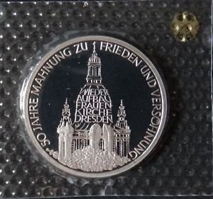 GERMANY 10 MARK PROOF SILVER COIN 1995 J DRESDEN KIRCHE MINT SEALED