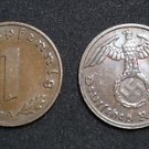 GERMANY 1 PFENNIG COIN 1939 A FROM NAZI THIRD REICH TIME RRARE