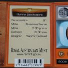 AUSTRALIA $1 UNC COIN 50 YEARS AUSTRALIAN TELEVISION 2006 RAM MINT IN COIN CARD