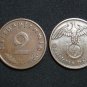 GERMANY 2 PFENNIG COIN 1939 A FROM NAZI THIRD REICH TIME RRARE