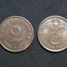 GERMANY 2 PFENNIG COIN 1940 A FROM NAZI THIRD REICH TIME RRARE