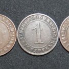 GERMANY 1 REICHSPFENNIG 5 COINS 1924 A - J  WEIMAR RARE LOT XF