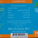 AUSTRALIA $1 MELBOURNE 2006 UNC COIN FROM RAM MINT IN COIN CARD