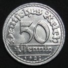GERMANY 50 PFENNIG ALU COIN 1922 D WEIMAR TIME RARE COIN aUNC