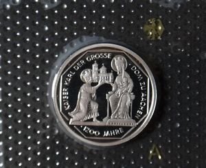 GERMANY 10 MARK PROOF SILVER COIN 2000 A KARL DER GROSSE MINT SEALED
