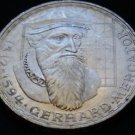 GERMANY 5 MARK UNC SILVER COIN 1969 F GERHARD MERCATOR UNC