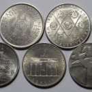 EAST GERMANY DDR 7 COIN LOT 5 & 10 MARKS 1971 - 1990 UNC RARE
