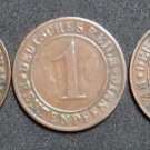 GERMANY 1 RENTENPFENNIG 5 COIN SET 1923 A - J  WEIMAR TIME VERY RARE LOT XF