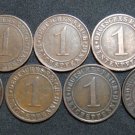 GERMANY 1 RENTENPFENNIG AND REICHSPFENNIG 9 COINS 1924 A - J  WEIMAR RARE LOT XF
