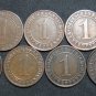 GERMANY 1 RENTENPFENNIG AND REICHSPFENNIG 9 COINS 1924 A - J  WEIMAR RARE LOT XF