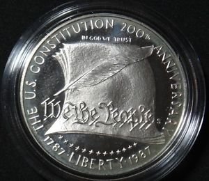 US SILVER DOLLAR 1987 S CONSTITUTION BICENTENNIAL PROOF COMMEMORATIVE COIN