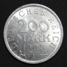 GERMANY 200 MARK ALU COIN 1923 A WEIMAR TIME RARE COIN aUNC