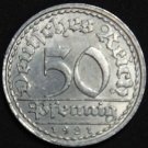 GERMANY 50 PFENNIG ALU COIN 1921 A  WEIMAR TIME RARE COIN aUNC