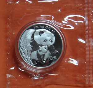 CHINA 10 YUAN PANDA 1 OZ SILVER COIN 2004 DOUBLE SEALED NO RESERVE RARE