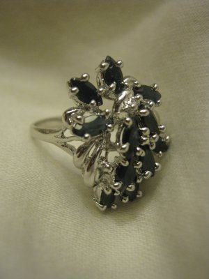 4.12 CT Womens Blue Sapphire Sterling Silver Ring SZ 8.5 GLA Appraised Free Shipping Lower 48