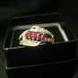New 21.9 ctw White Gold Plated Ring with Pink Garnet & White Topaz Free Ship Lower 48