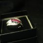 New 21.9 ctw White Gold Plated Ring with Pink Garnet & White Topaz Free Ship Lower 48