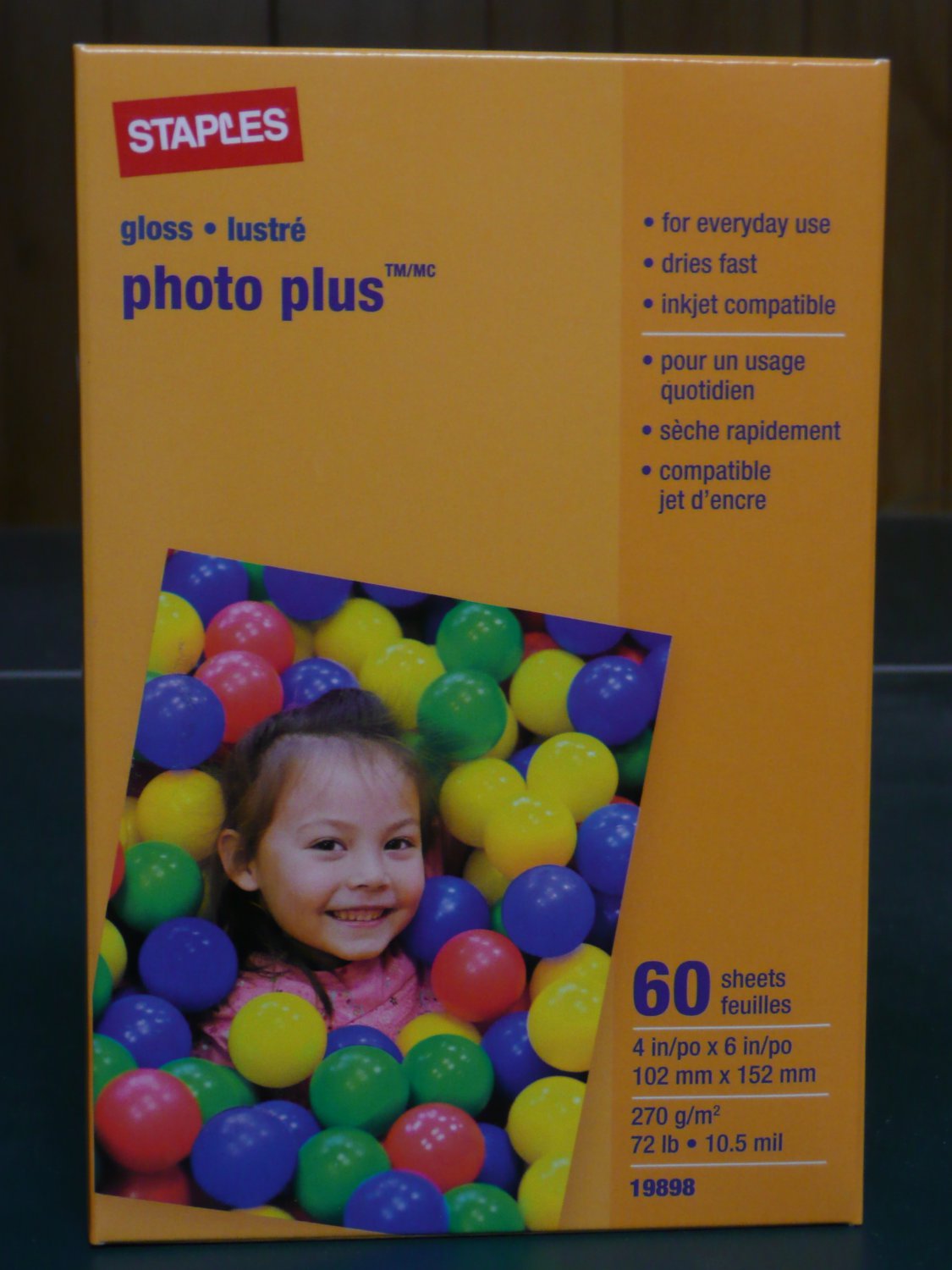 Lot of 5 Staples Photo Plus Paper, 4" X 6", Gloss, 60/pack (300 sheets total)