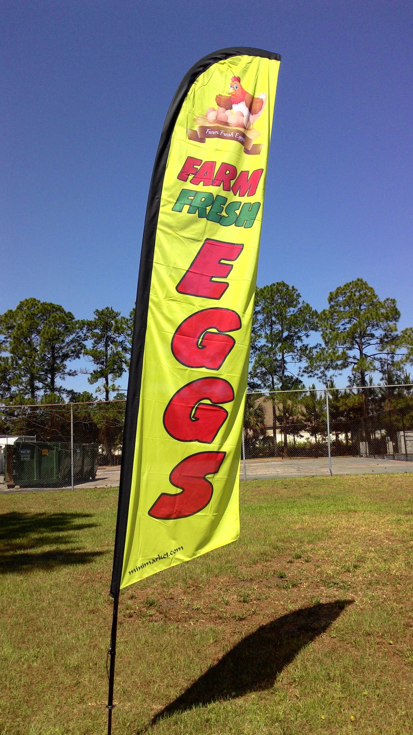 Farm Fresh Eggs Flag Kit Full Sleeve Swooper Flag Banner 15ft Tall