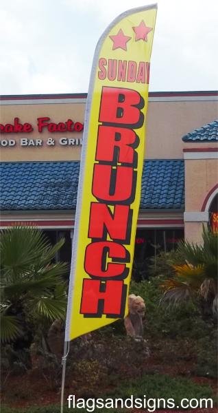 Sunday Brunch flag kit full sleeve swooper flag banner 15ft tall restaurant