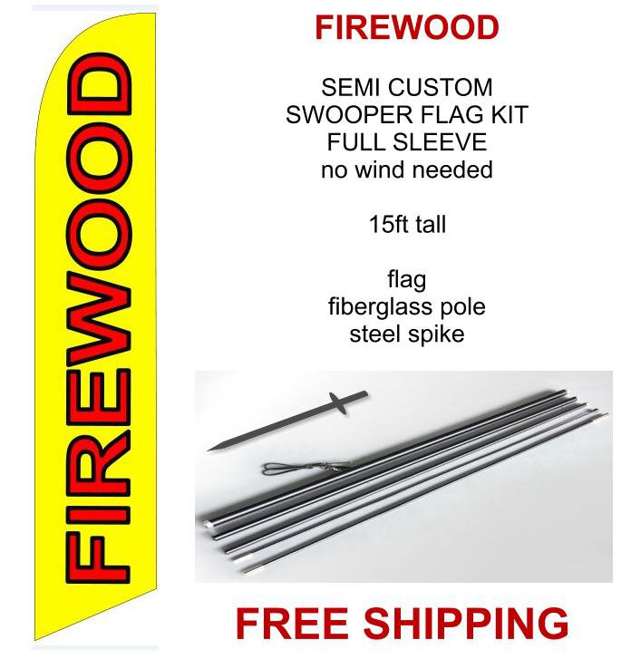 Firewood flag kit full sleeve swooper flag banner 15ft tall yellow red ...