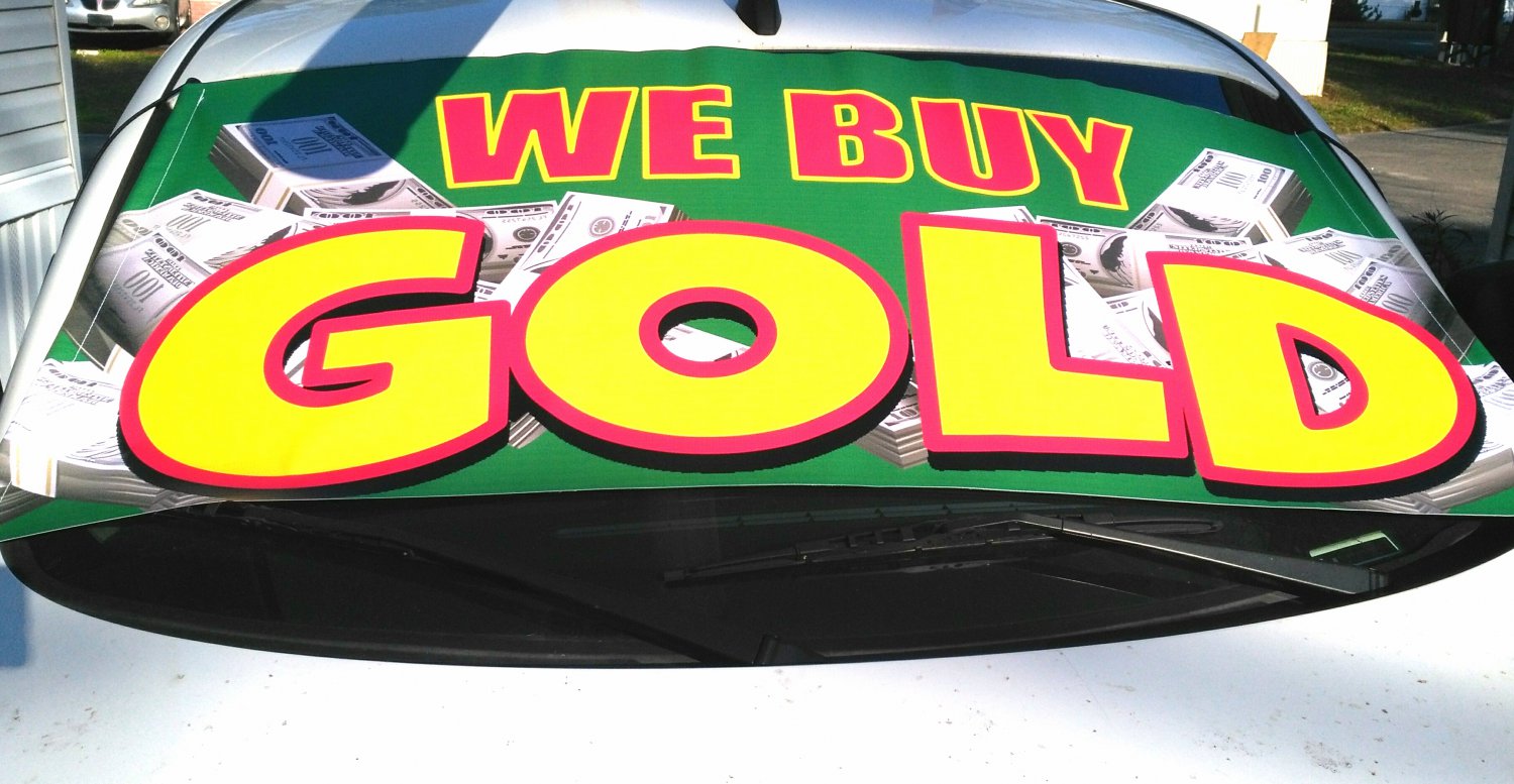 We buy gold car windshield banner sign