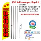Sunday Brunch flag kit full sleeve swooper flag banner 15ft tall restaurant