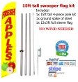 Fresh Apples flag kit full sleeve swooper flag banner 15ft tall red yellow black