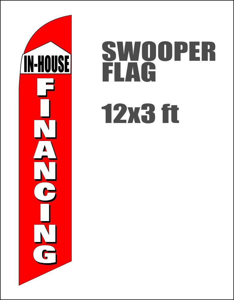 IN-HOUSE FINANCING flag full sleeve swooper flag banner red