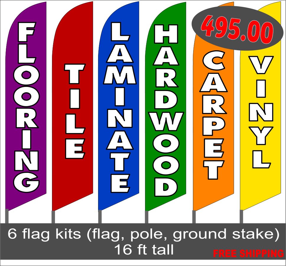 FLOORING BUSINESS Banner Feather Swooper Flutter Flag KITS