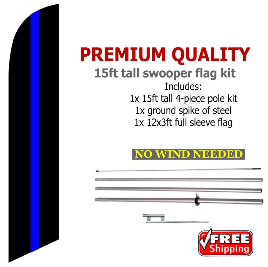 THIN BLUE LINE Full Sleeve  Advertising Banner Feather Swooper Flutter Flag