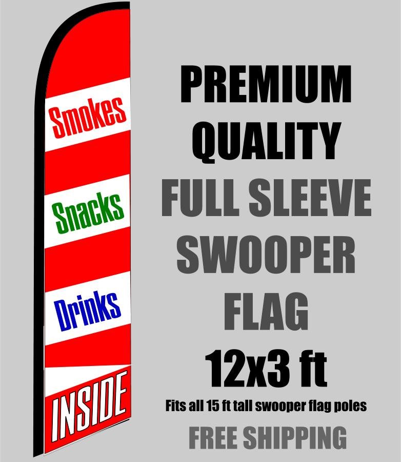 SMOKES SNACKS DRINKS Full Sleeve  Advertising Banner Feather Swooper Flutter Flag