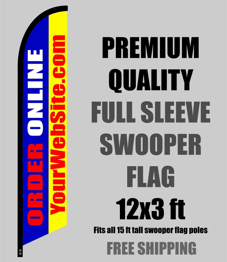 ORDER ONLINE with your web address Full Sleeve  Advertising Banner Feather Swooper Flutter Flag