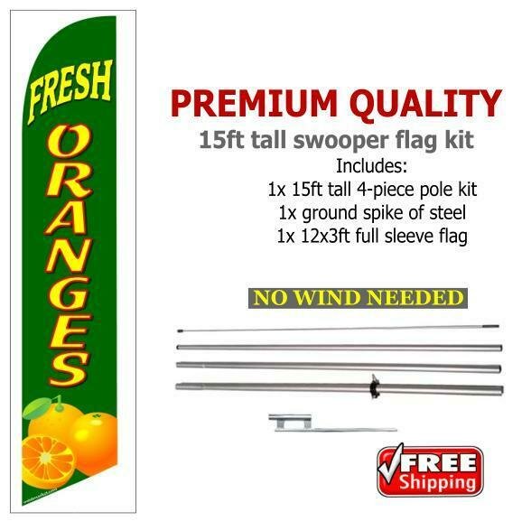 FRESH ORANGES 15 ft tall  Feather Swooper Flag Banner KIT