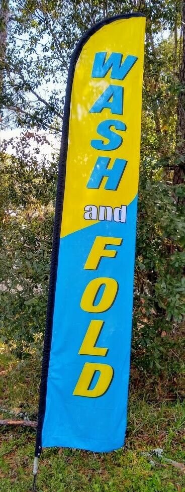 WASH and FOLD Feather Swooper Flutter Flag vertical banner